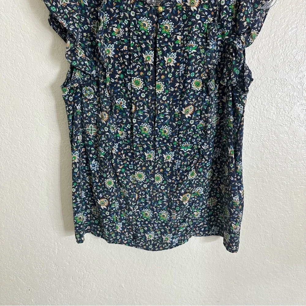 Tory Burch Printed Ruffle Shell Top size 4